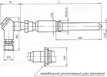 Рис.1. Чертеж термопреобразователя ТПР-0573