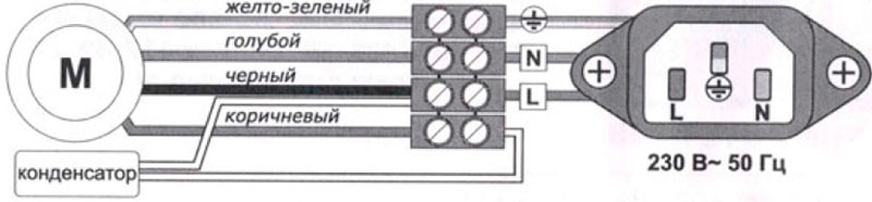 Рис.2. Электрический монтаж вентилятора